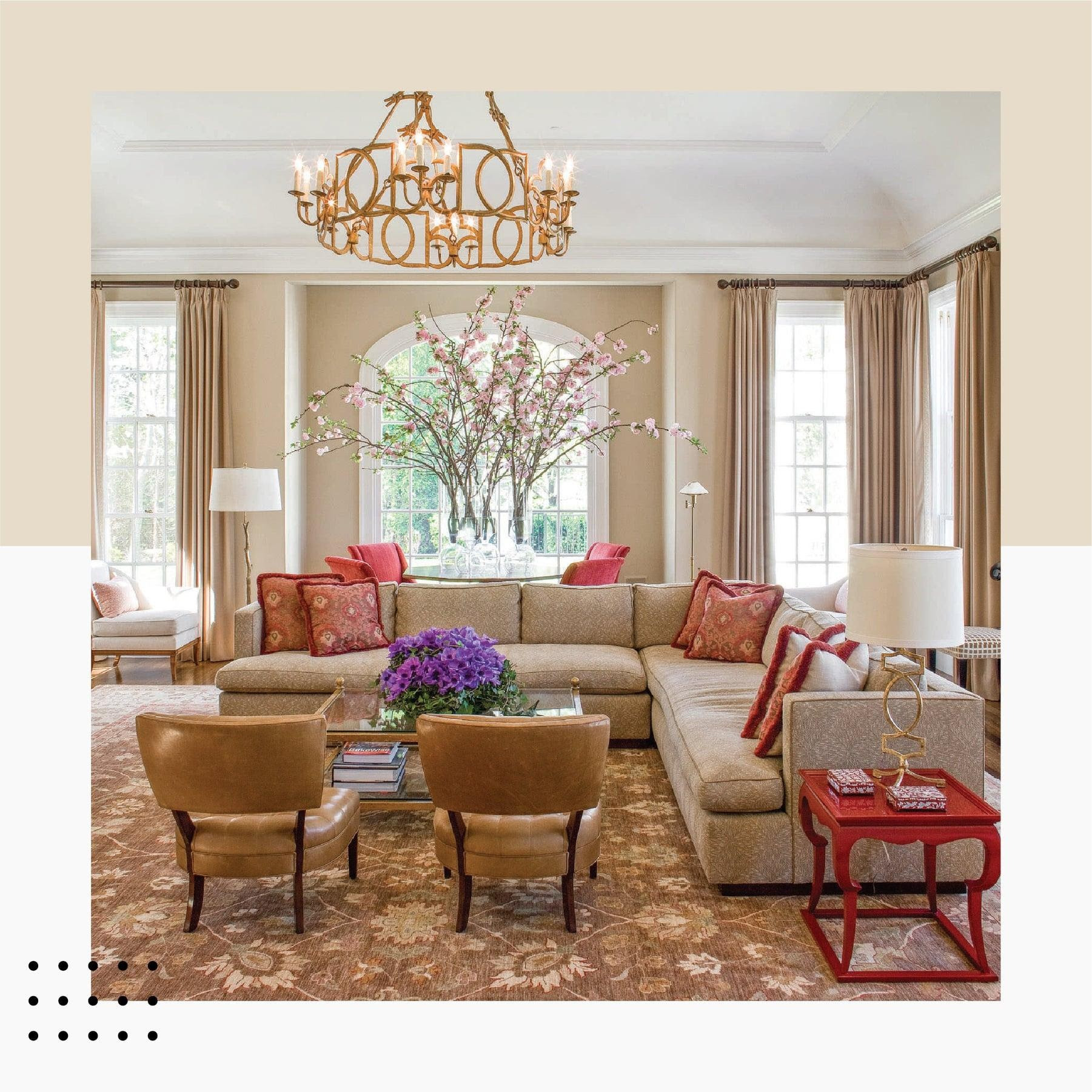 May be an image of chandelier, furniture and living room